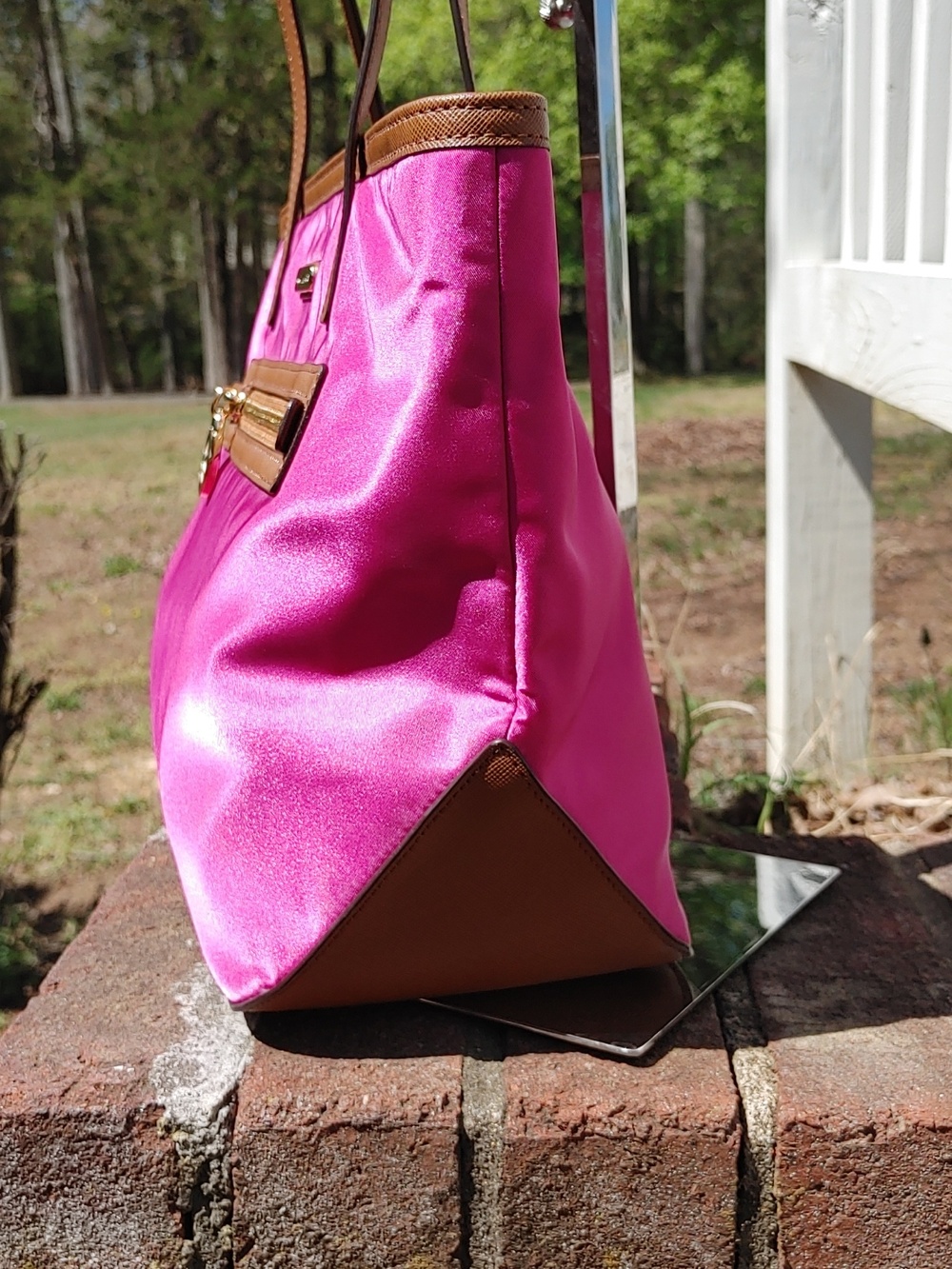 Michael Kors Kempton Small Fuschia Nylon Tote (1064) - Picture 3 of 8